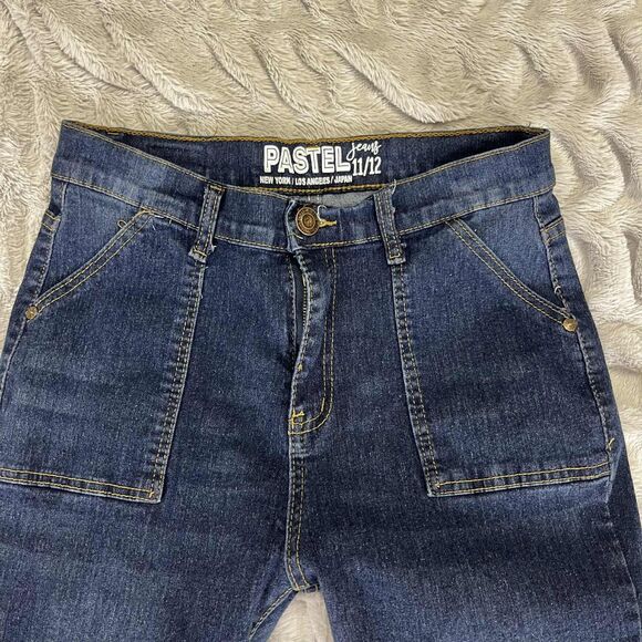 Pastel Jeans Women 11/12 Blue Skinny Raw Hem Distressed Denim Stretch Grunge - Picture 3 of 10